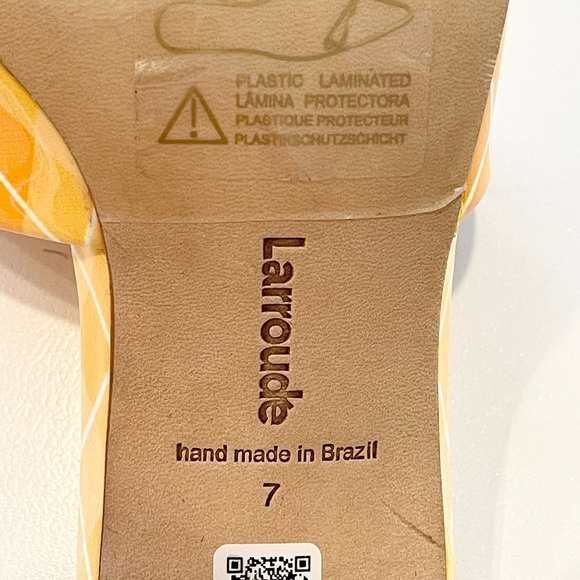 LARROUDE Colette Mule Heel In Argyle Sun Sz 7 Yellow Plaid Slide Sandal NEW $315 - Picture 8 of 9